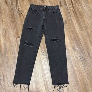 Classic Black Distressed Women's Straight Jeans